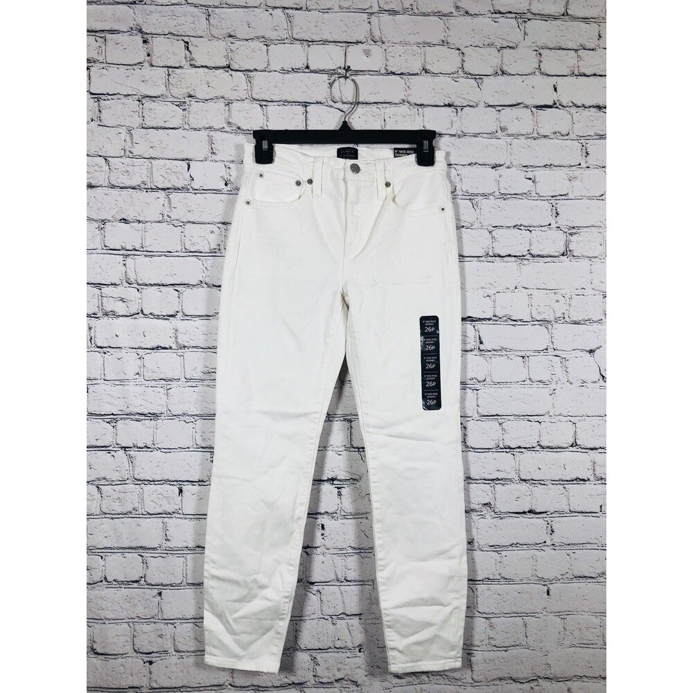 J.Crew Women's  9" Mid-Rise Skinny Jeans Signature Stretch White Size‎ 26P